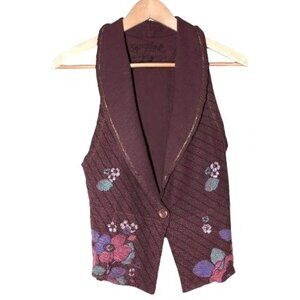 Scrapbook Originals Painted Vest Womens Medium Floral Art to Wear Boho